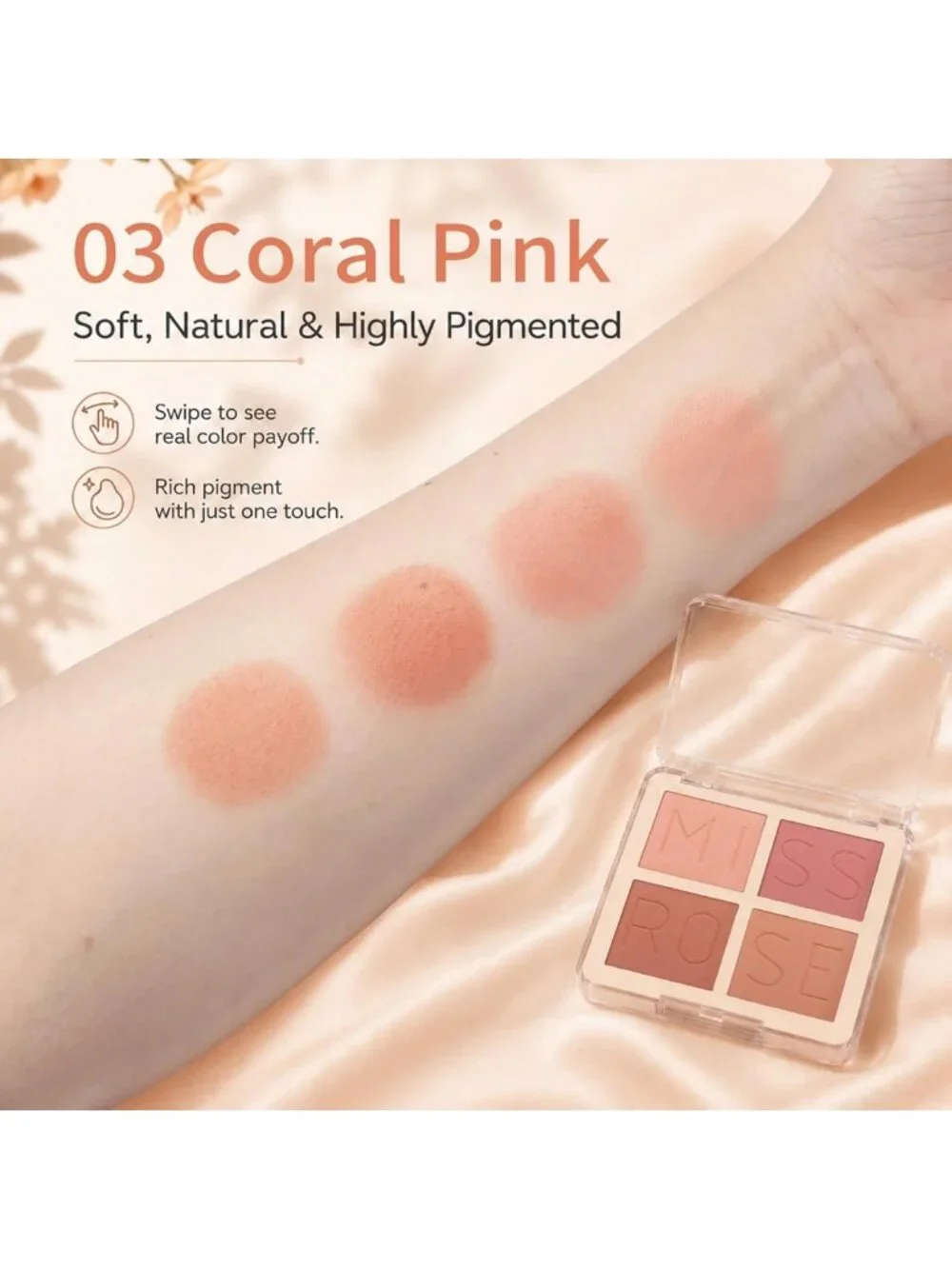 4-Color Matte Blush Palette - Highly Pigmented, Silky Smooth, Long-Lasting Cheek